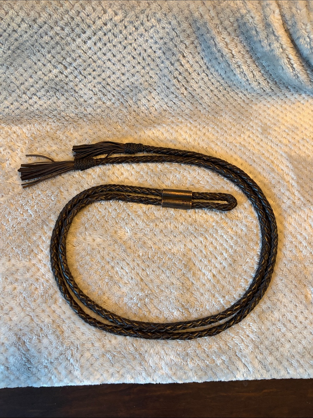 Ruehl No.925 Black Braided Leather Tassel Belt